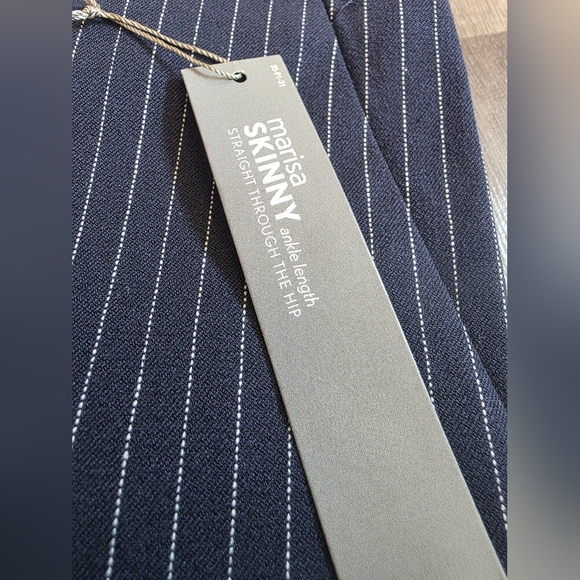 Nwt LOFT MARISA skinny Pinstripe Stripes Navy Blue 6 Tall Pants Classy Business - Picture 5 of 12